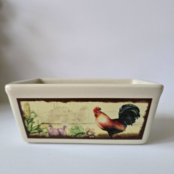 Nantucket Stoneware Mini Loaf Rooster-Themed Rectangular Baking Dish - Picture 12 of 15